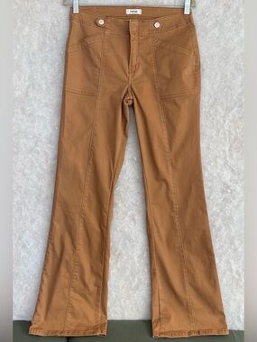Kensie Brown Flare Pants W/Distinctive Front Utility Pocket Seams (SKU722)